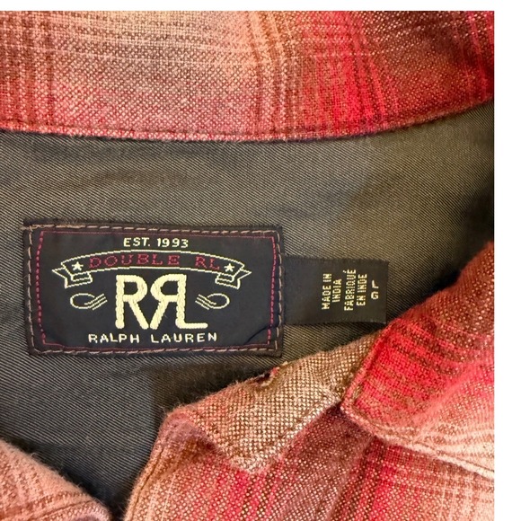 RRL Ralph Lauren Jacket Mens Large Wool Blend Plaid Red - Picture 4 of 6